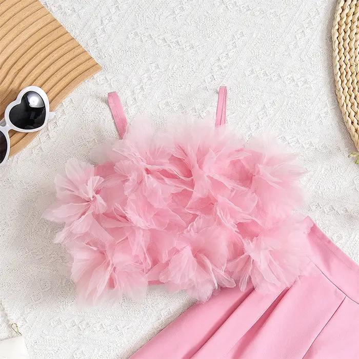Ensemble de vêtements d'été pour filles, tenue de princesse florale, pantalon à jambes larges, à la