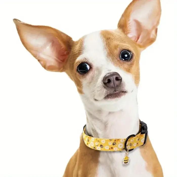 Collier pour chien imprimé abeille jaune mignon