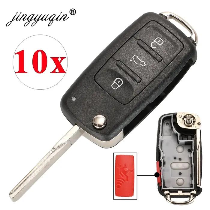 Jingyuqin 10 pièces 4 Boutons 020AD Coque À Distance pour VW Caddy Eos Golf Jetta Scarabée Polo Jusq