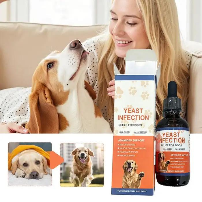 Gouttes Naturelles pour le Soulagement des Infections à Levures chez le Chien – Apaise les Démangeaisons