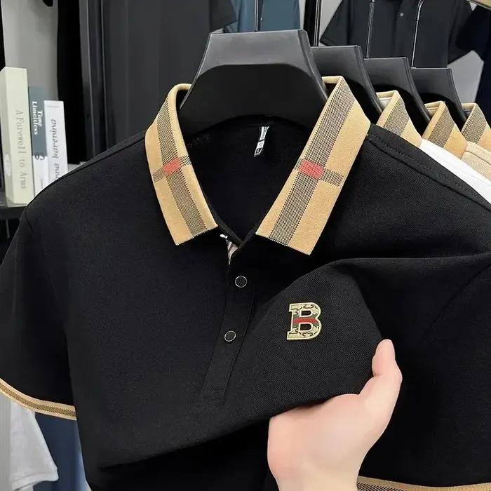 Marque de luxe logo polo à manches courtes hommes été nouveau haut de gamme en soie coton respirant Paul T-shirt mode décontracté vêtements pour hommes