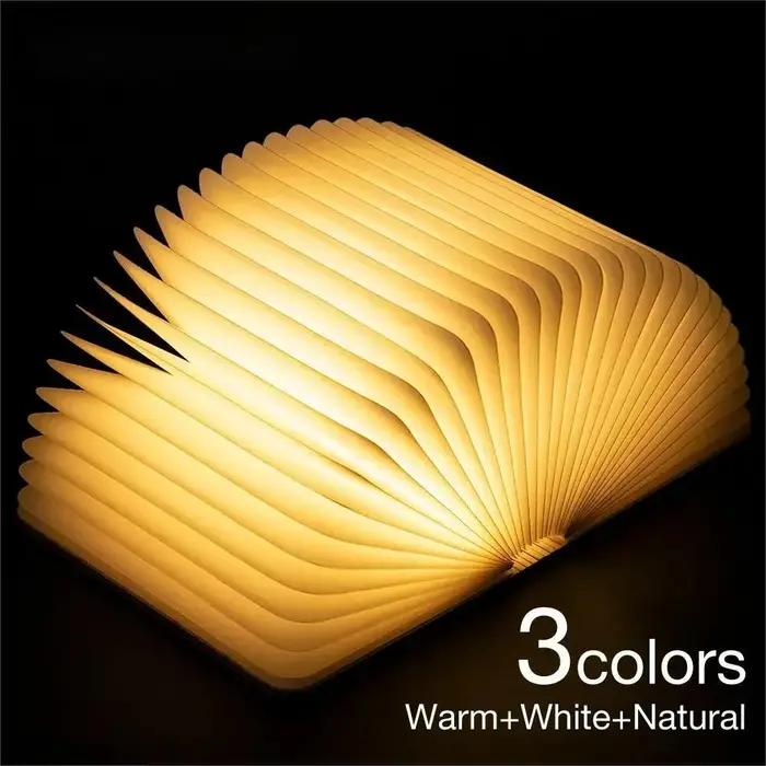 LED lampe de livre en bois enfants lampe de lecture USB lampe de Table de chevet 3 couleurs chambre