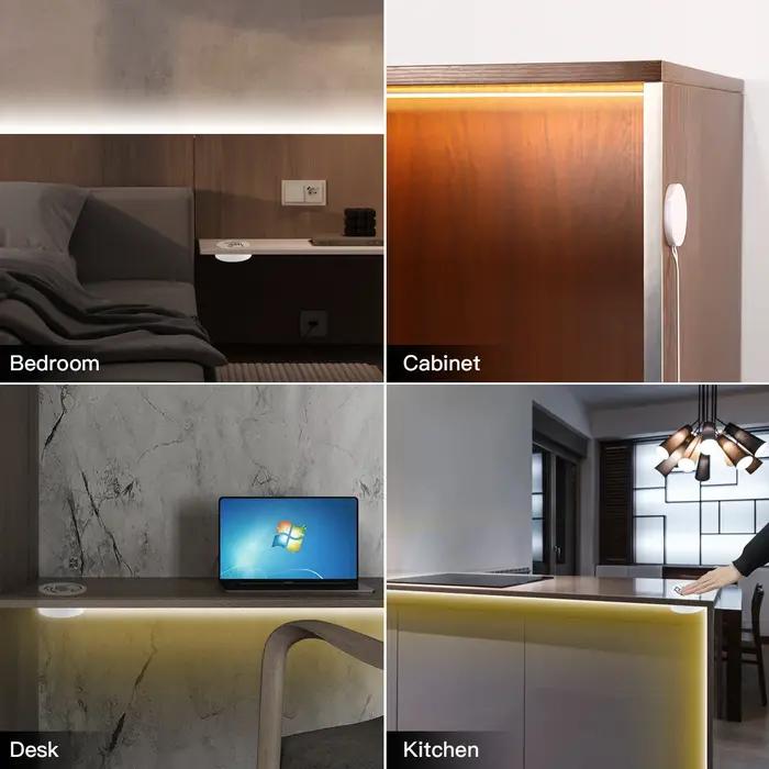 Bande lumineuse LED COB à induction et gradation tactile, balayage manuel, 24V, étanche, ruban lumin
