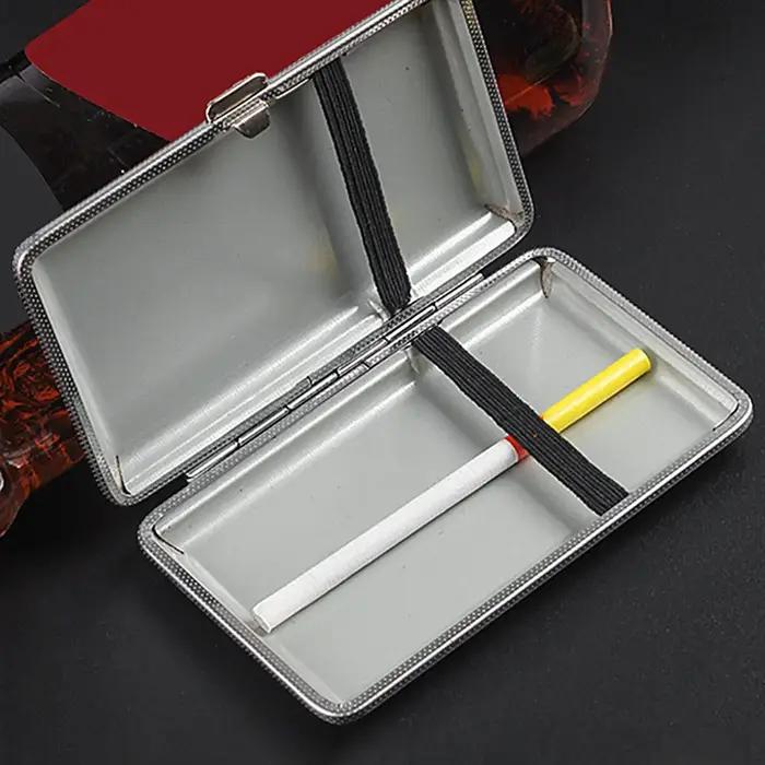 Étui à Cigarettes en cuir Portable, boîte de transport de 20 pièces, cadre métallique, porte-Cigarettes, boîte à cigares mince et Flexible