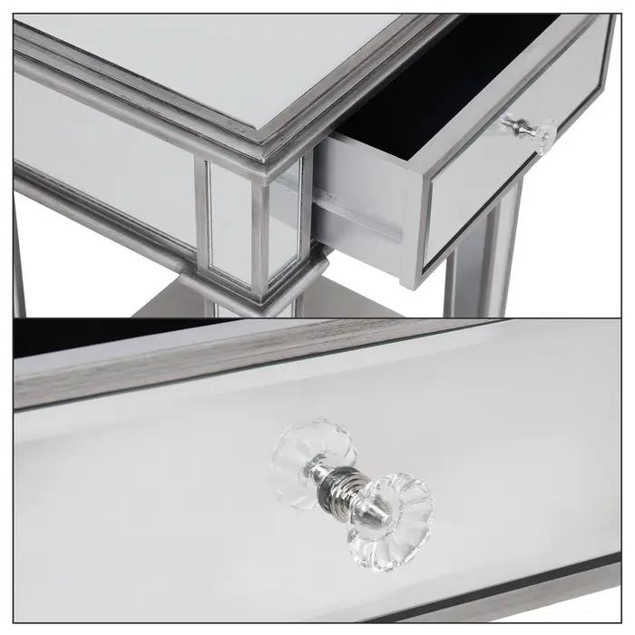 Table d'appoint miroir argentée pour salon chambre, 2 niveaux, côté canapé, armoire de chevet, table