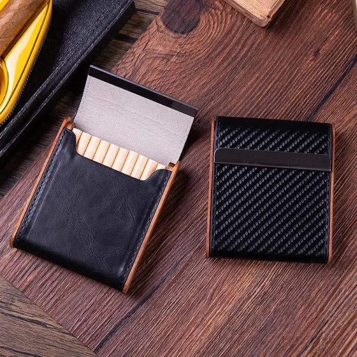 Étui portable anti-pression en bois de séquoia PU pour hommes et femmes
