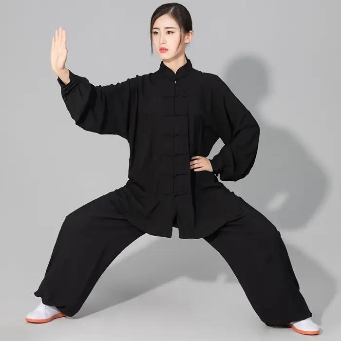 Tai chi solide coton 6 couleurs haute qualité Wushu Kung fu vêtements enfants adultes Arts martiaux