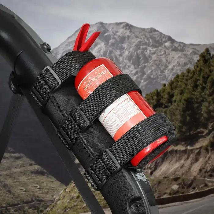 Support d'extincteur de barre de sécurité pour voiture, sangle de montage réglable, crochet et boucl