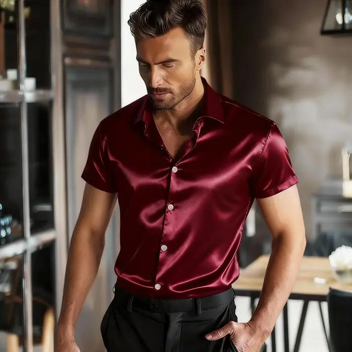 Chemise Habillée en Satin de Soie pour Homme – Brillante