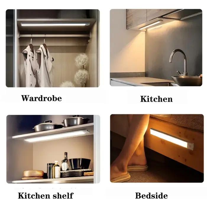 LED détecteur de mouvement sous armoire lumière USB Rechargeable LED veilleuse pour placard armoire