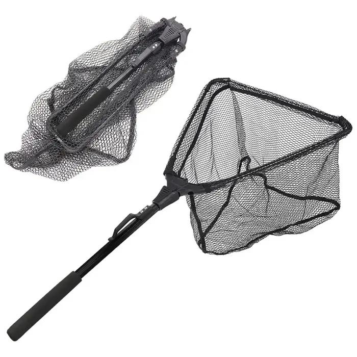 Filet de pêche main Fine en alliage d'aluminium Triangle pliable petits filets à mailles pêche à la