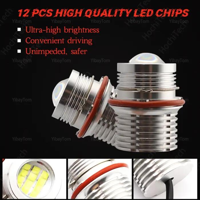 Ampoules de feux de position LED pour BMW, 120W, Canbus Brave Free, Angel Eyes, BMW X5 Series E53 3.