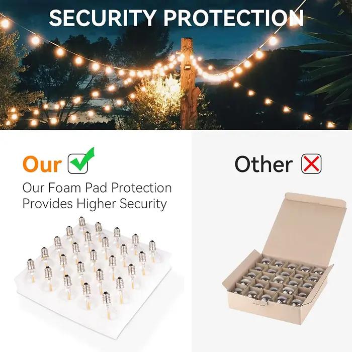 G40 LED chaîne lumière ampoules de remplacement E12 220V 110V Globe ampoule blanc chaud 2200K 10W éq