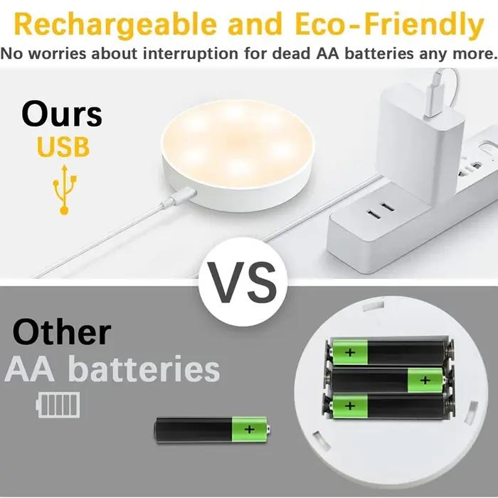 Capteur de mouvement lumière veilleuse USB Rechargeable lampe de nuit pour armoires de cuisine armoi