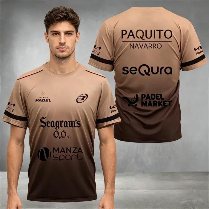 Maillot de padel professionnel pour homme à manches courtes, respirant, séchage rapide, pour entraînement et match, uniforme d'équipe imprimé