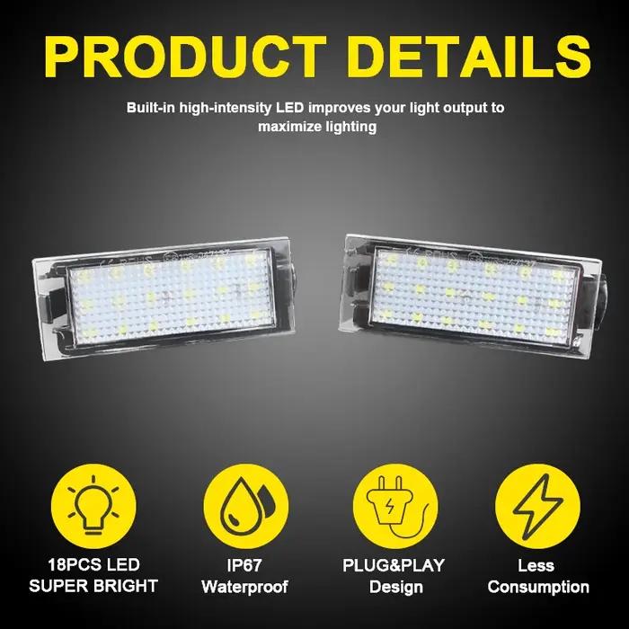 Lampes de plaque d'immatriculation à LED blanches, Renault Clio, Espace, Oke, Goo, Koleos, Kadjar, d