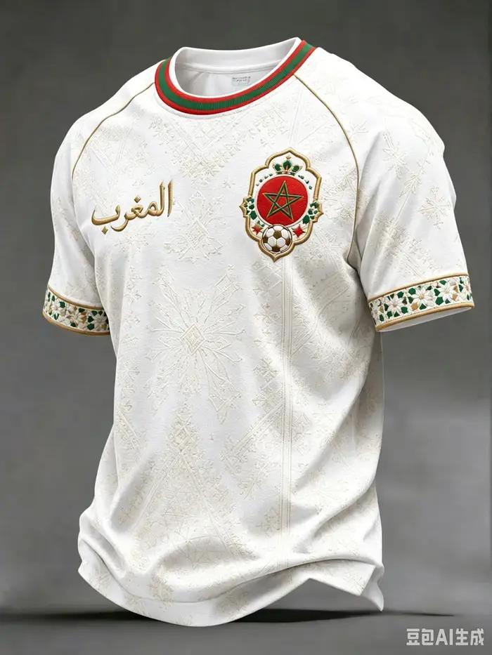 Maillot de football extérieur de l'équipe du Maroc blanc à manches courtes, T-shirt vert unisexe pou