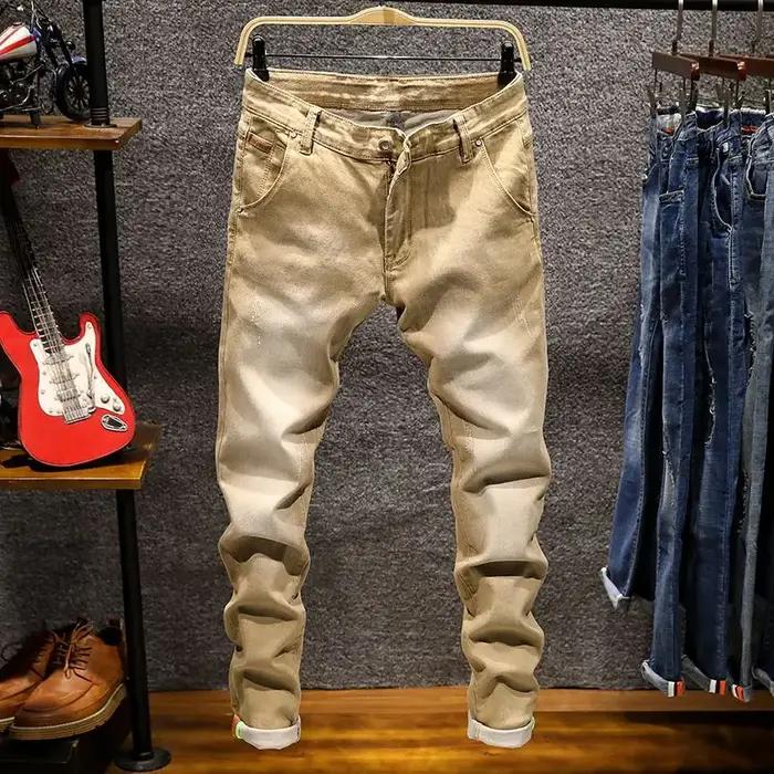 Jean droit élastique américain pour hommes, pantalon en Denim en coton déchiré, coupe Slim, Style co