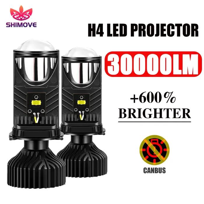 H4 projecteur LED phare de voiture 30000LM 6000K Canbus ventilateur refroidissement Mini Bi LED lent