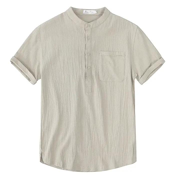 T-shirt à Manches Courtes en Coton et Lin pour Homme, Décontracté, Confortable, Respirant, Taille Am
