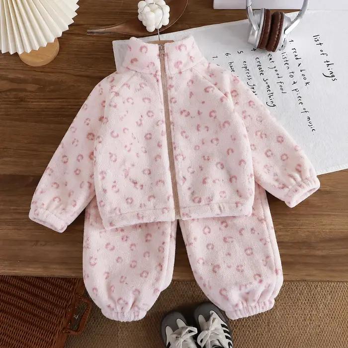 Vêtements pour enfants en bas âge, garçons et filles, style Fair Isle, à la mode, en velours épais et chaud, ensemble de vêtements de maison