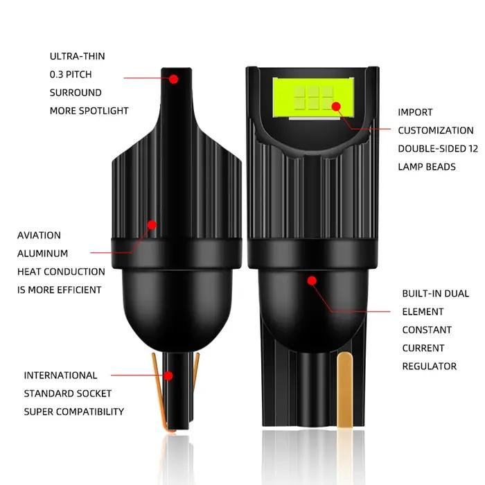 Ampoules LED Canbus W5W T10 12-24V, 2 pièces, 168 194, sans erreur, feu de signalisation de voiture,