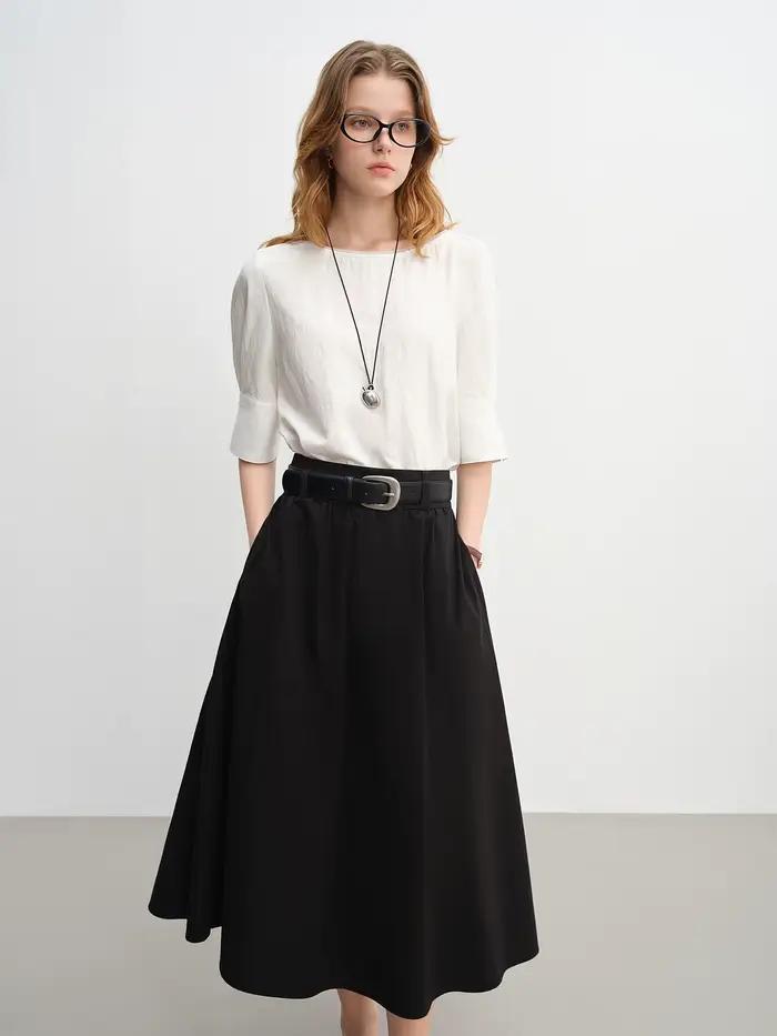 DUSHU femmes taille large taille haute a-ligne jupe 2025 automne nouveauté décontracté vêtements de