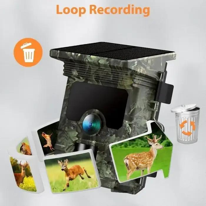 Caméra de chasse à panneau solaire étanche 30MP 2K