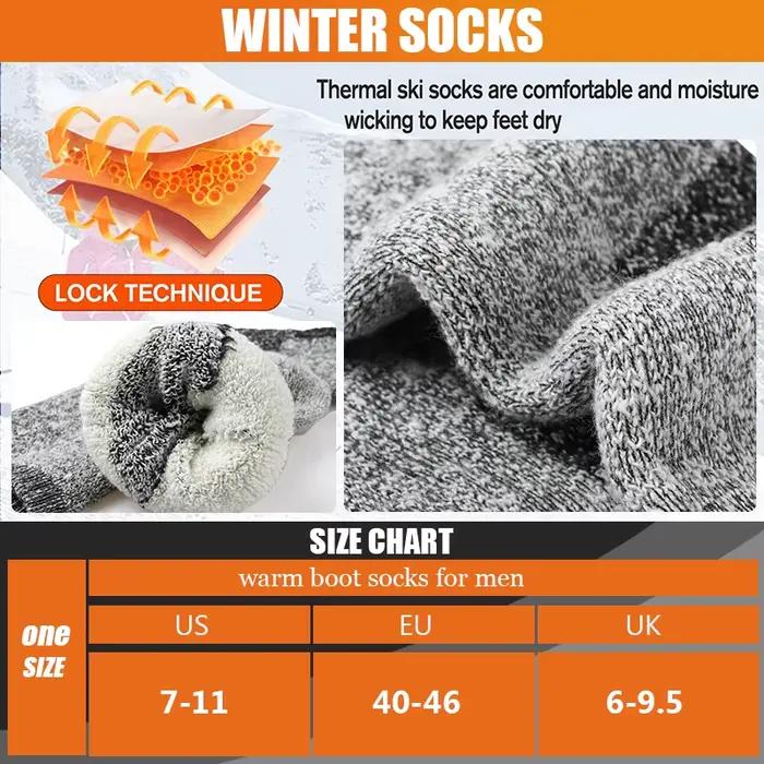Chaussettes hiver homme extra épaisses mi-mollet thermiques pour ski et sports d'extérieur - 3 paires