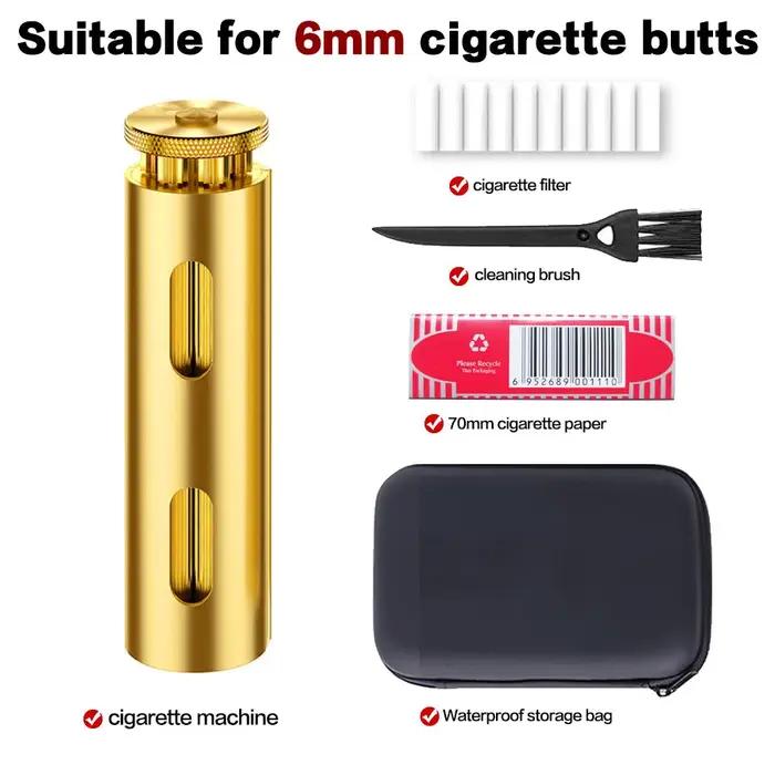 Machine à rouler les cigarettes en laiton, compatible avec les embouts filtrants de 6 mm et 8 mm de diamètre et les feuilles à rouler de 70 mm, cadeau élégant pour les fêtes