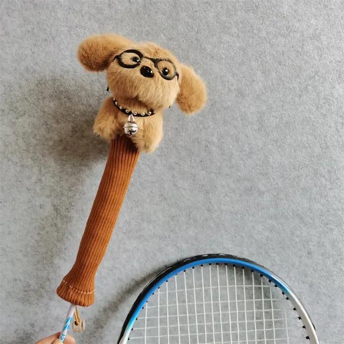 Couverture de poignée de raquette de Badminton pour chien blanc