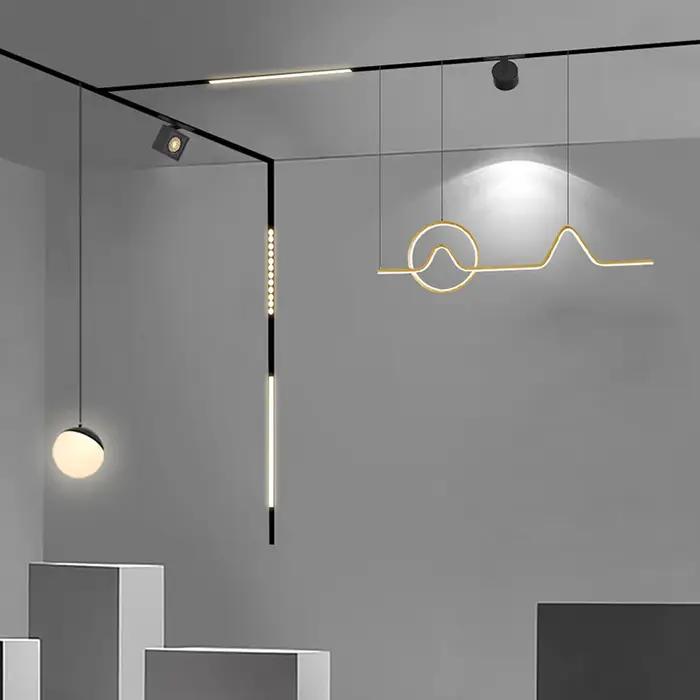 Rail magnétique monté en surface, 1.5m, pour suspension au plafond, bande LED, connecteur d'angle, a