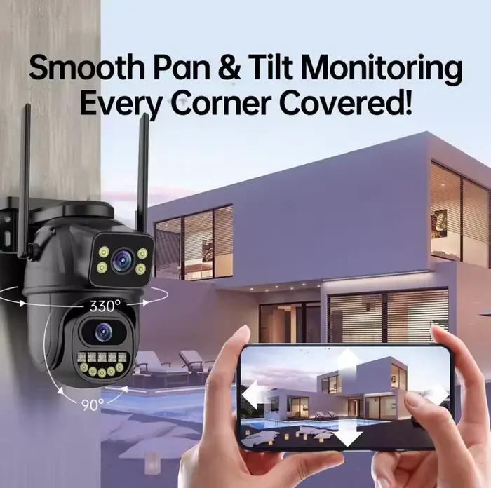 Caméra PTZ WiFi 9MP 4K double objectif double écran détection IA humaine surveillance extérieure mémoire rapide