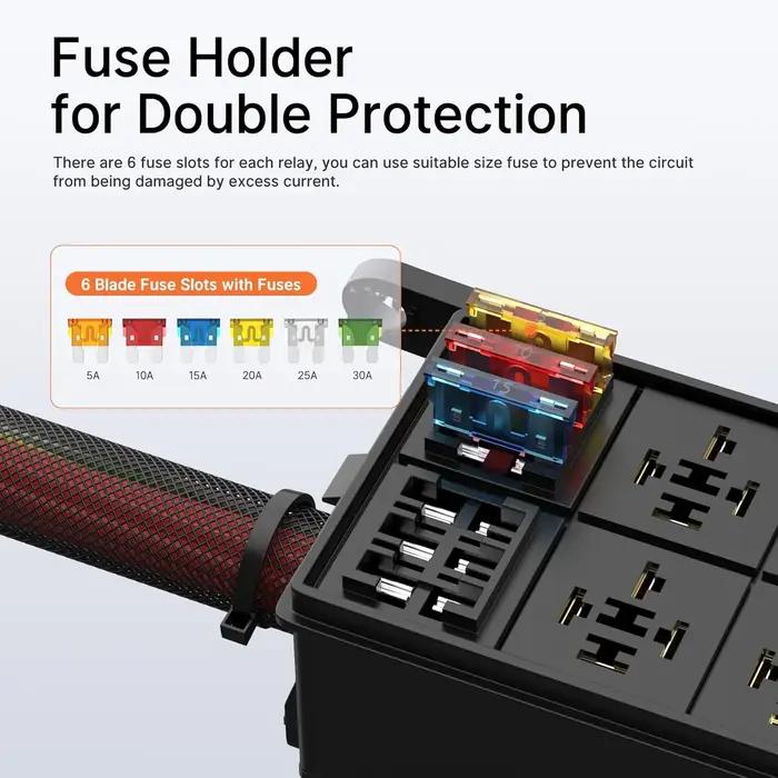 Boîtier de relais 12V 6 voies avec boîte à fusibles étanche pour voitures camions et bateaux protection des circuits électriques