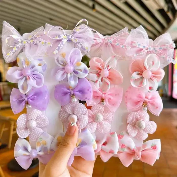 Pinces à cheveux en dentelle pour bébé, 10 pièces/ensemble, nœuds mignons, fleur, épingles à cheveux