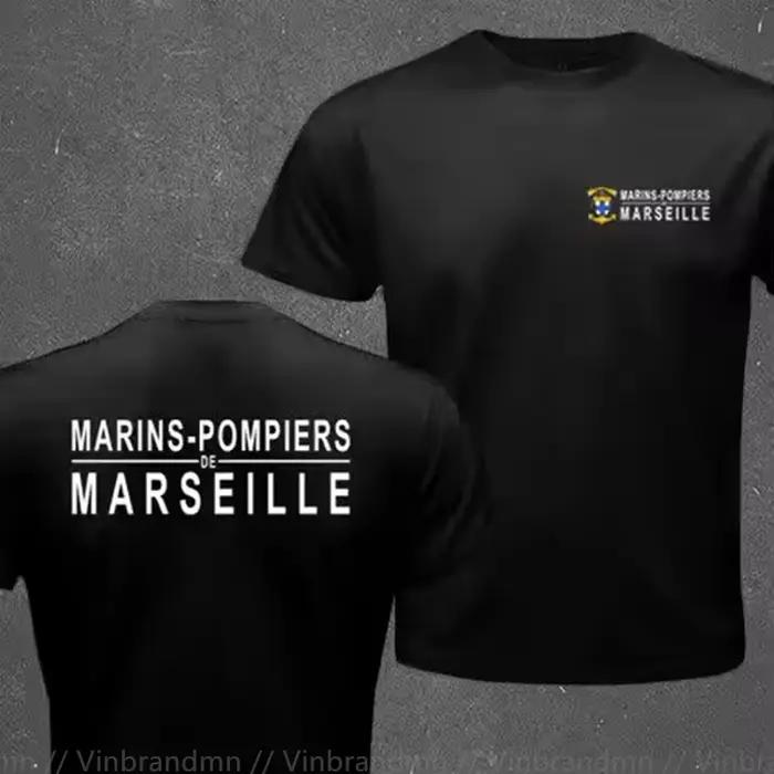 Marins français pompiers Marseille bataillon de feu Naval T-shirt hommes à manches courtes décontracté 100% coton