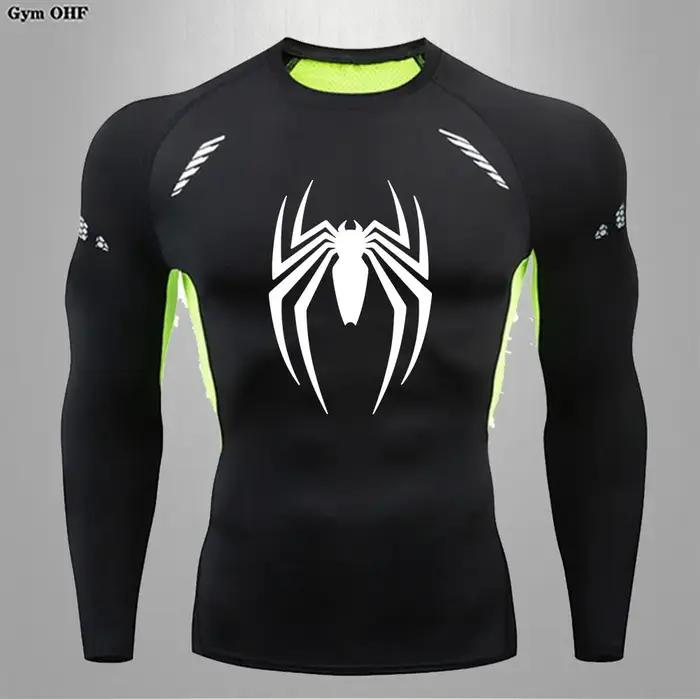 Spider hommes sport Rashgard manches courtes t-shirt imprimé Compression hommes chemise de course MM