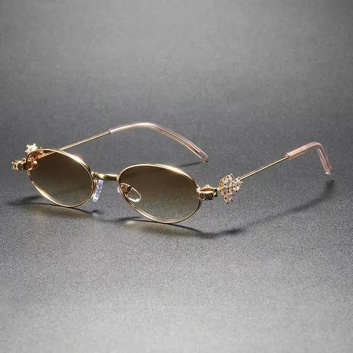 Lunettes de soleil de protection UV élégantes et haut de gamme ornées de diamants, lunettes de solei