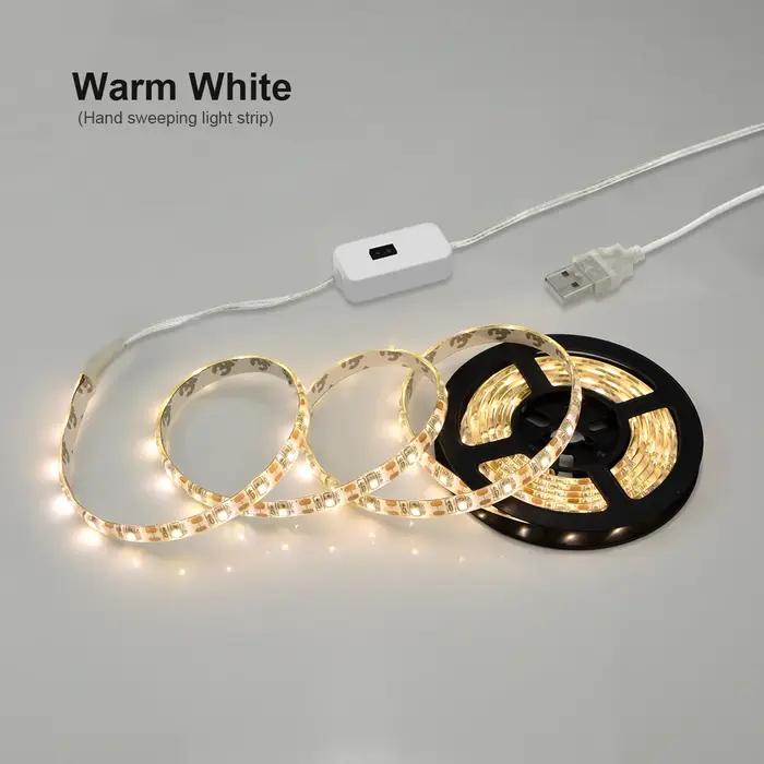 Bande lumineuse LED de cuisine USB 5V interrupteur de mouvement manuel pour salon cuisine et salle de bains blanc blanc chaud