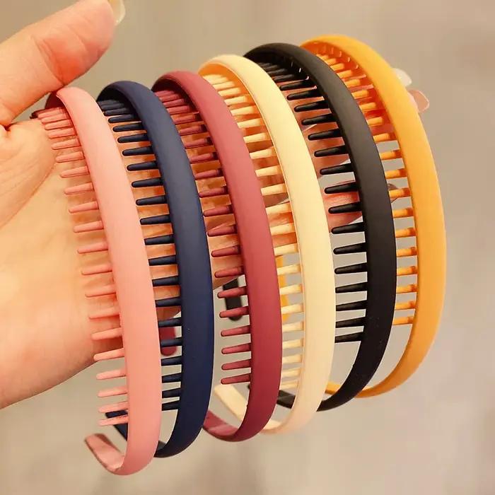 Serre-têtes colorés mats à dents pour femmes, bandeaux de finition pour cheveux rebelles, accessoire