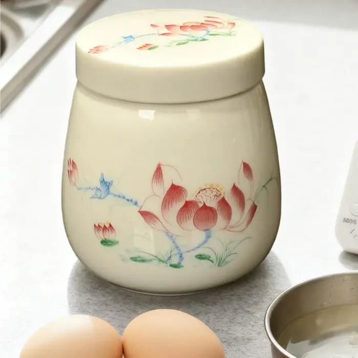 Cuiseur à œufs 220ml, décoration de cuisine Vintage, œuf en céramique avec couvercle pour maison, dortoir, hôtel, Restaurant, appartement