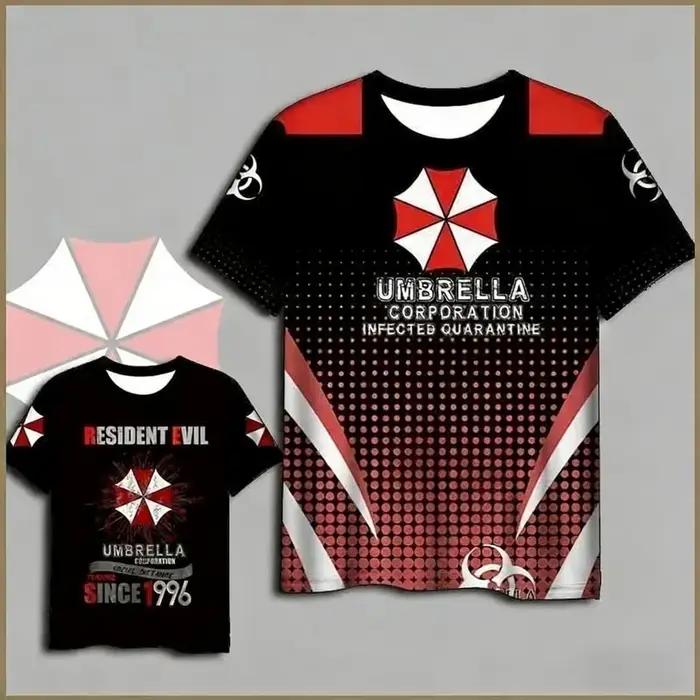 T-shirts à thème Resident Evil Umbrella Corporation pour hommes, t-shirts graphiques avec logo Bioha