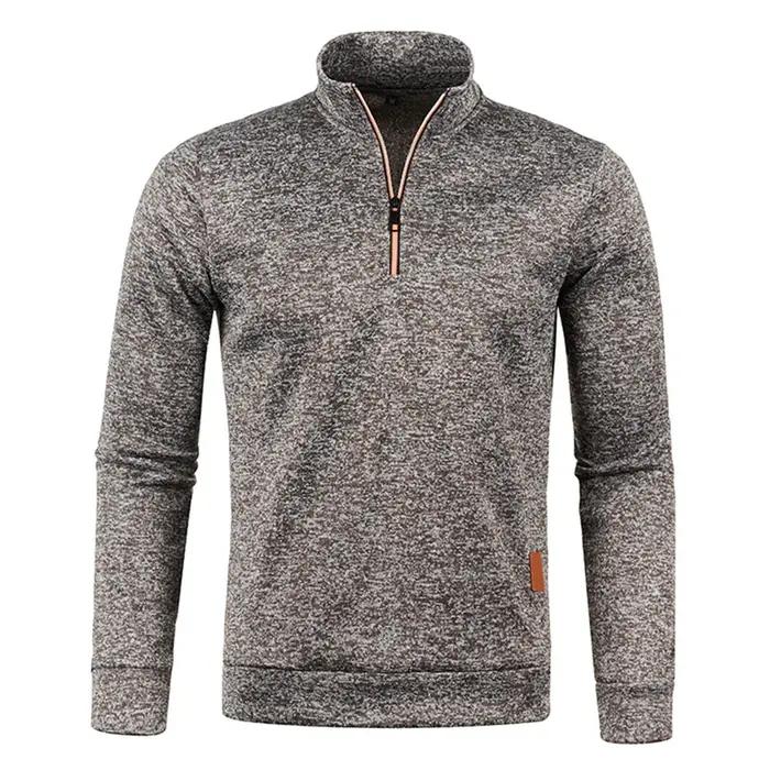 Hommes pull hommes plus épais sweats demi pull à fermeture éclair pour homme à capuche homme sweat automne couleur unie