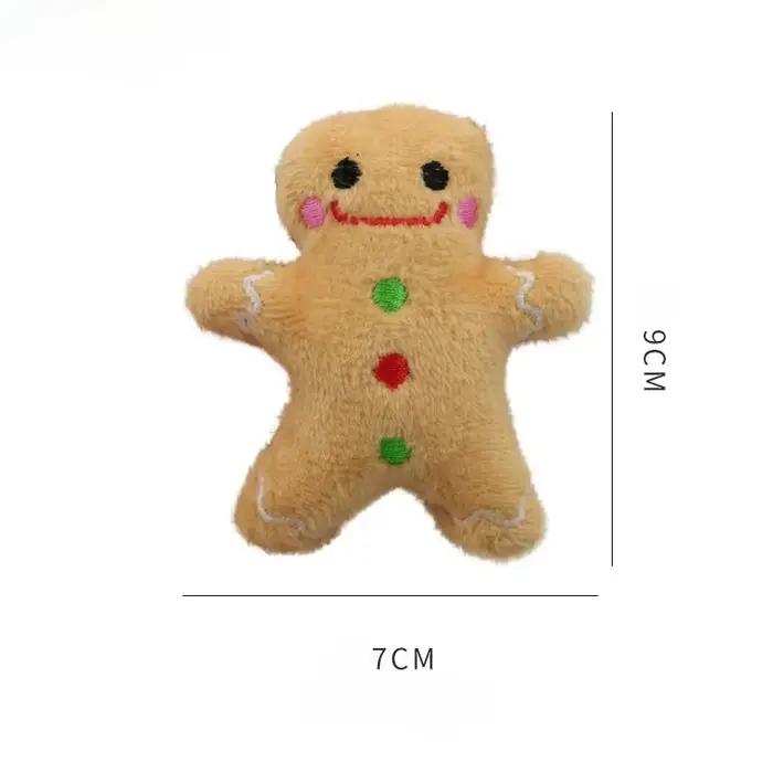 Jouets de noël pour chats, bonhomme en pain d'épice, père noël, en peluche, pour chiens, jeu interac