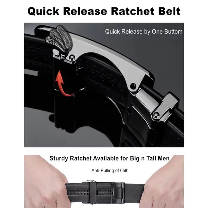 Ceinture automatique pour hommes Ceinture à boucle réglable en cuir véritable Ceinture de style équi