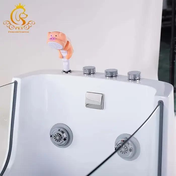 Salon de toilettage électrique en acrylique pour animaux de compagnie : baignoire pour chien avec thérapie à l'ozone