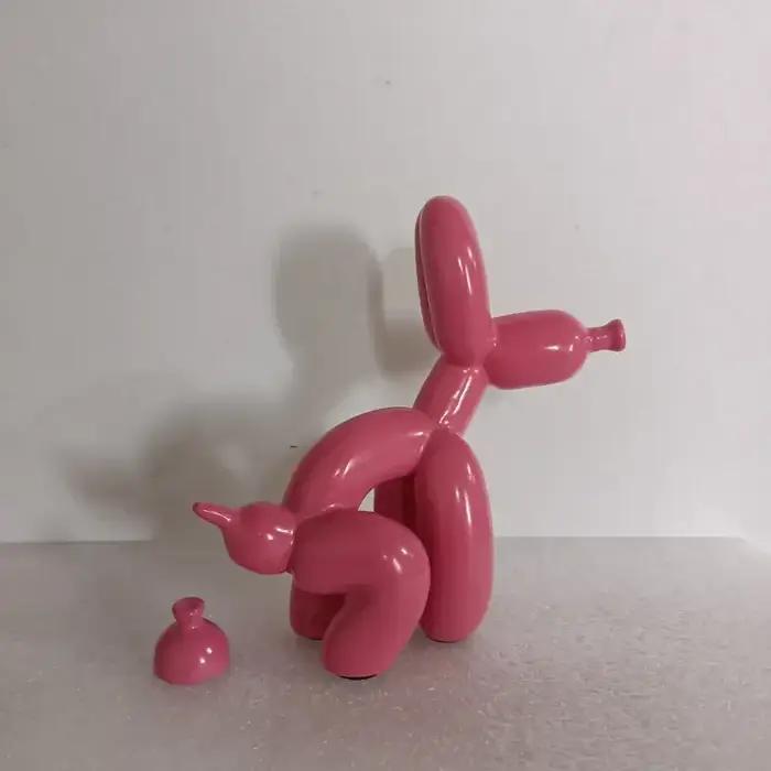 Statue de ballon de chien de merde, or brillant, chien créatif abstrait, ornement en céramique, Sculpture, décoration de maison et de bureau