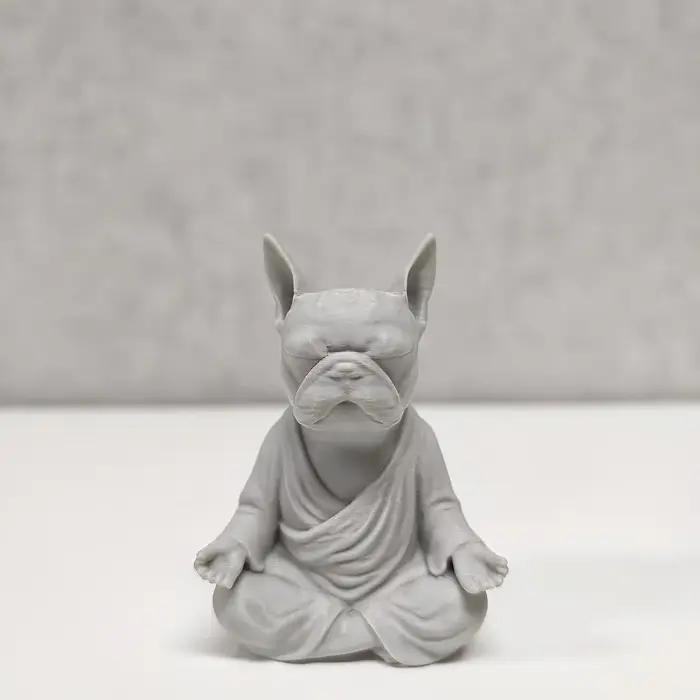 Statue de bouledogue français méditant amusante - Décoration créative pour la maison, ornement de bu