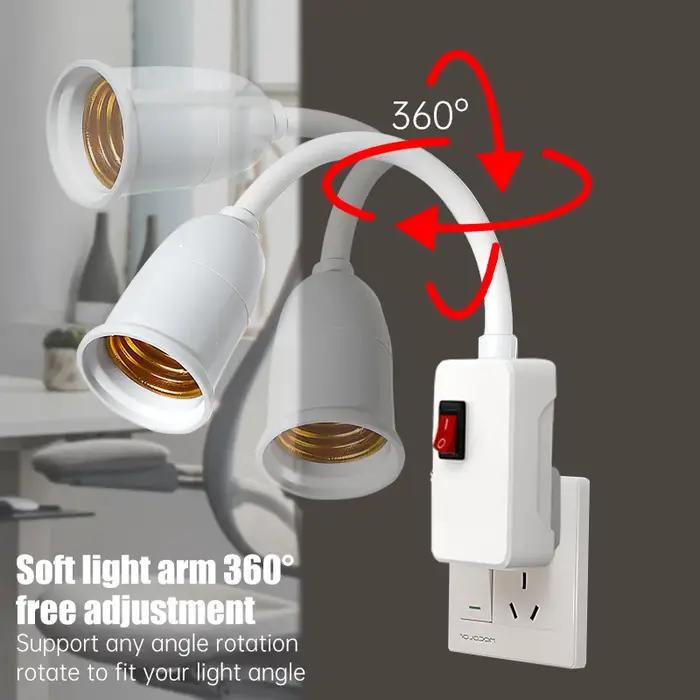 Base de lampe E27 en acier inoxydable, courbure Flexible réglable avec interrupteur, prise ue US UK,