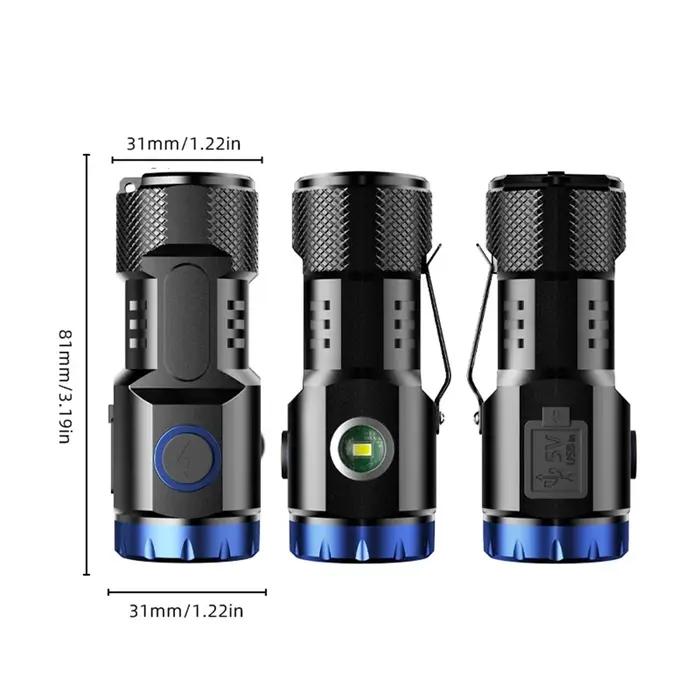6500k 8x P35 Led haute luminosité Mini paume petite lampe de poche USB charge COB lumière latérale a